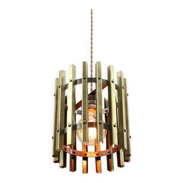 Lampe à suspension vintage en laiton italien, années 70
