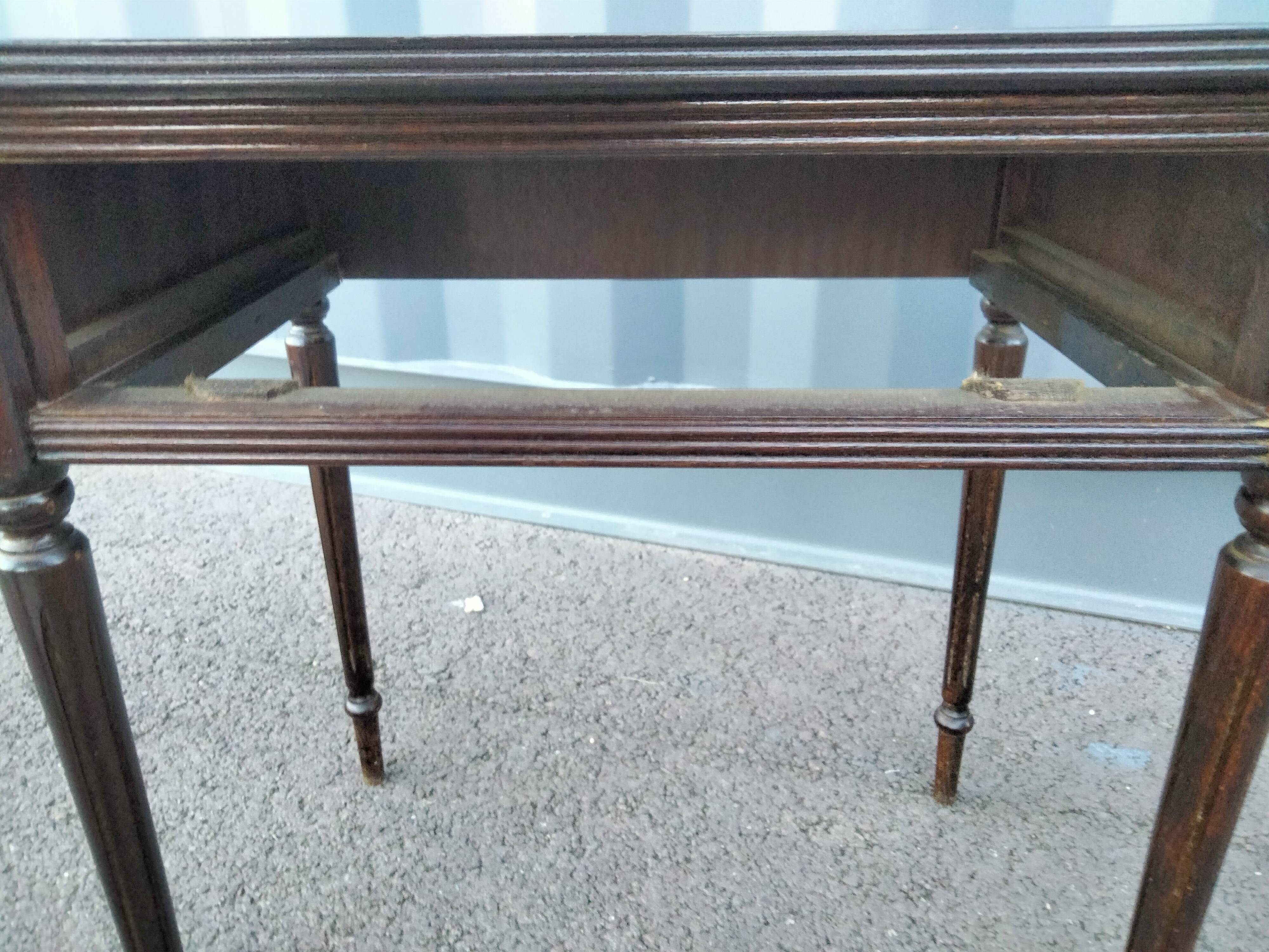 Pair of bedside tables side tables old leather top style louis xvi