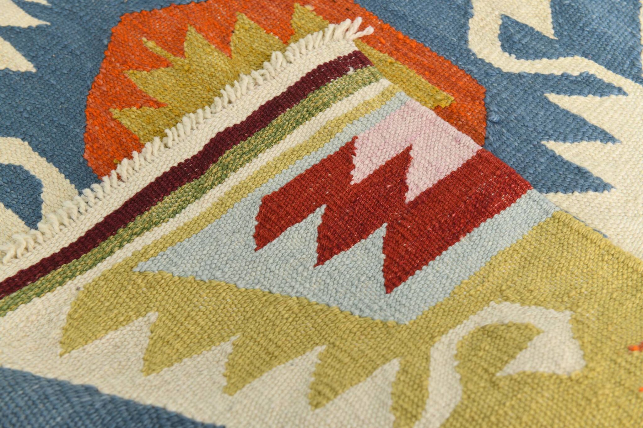 Turkish Geometric Tribal Vintage Kilim Rug, 254x348Cm