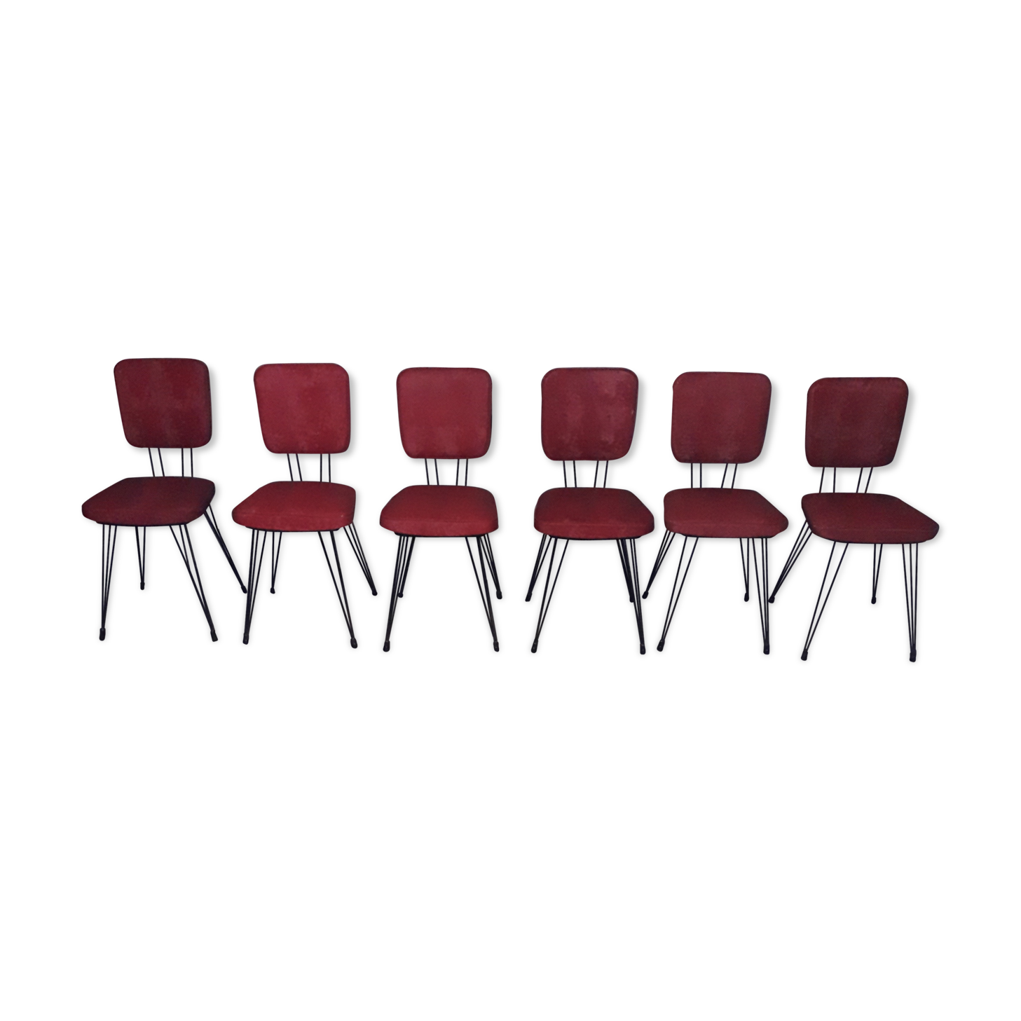 6 vintage red chairs