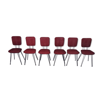 6 vintage red chairs