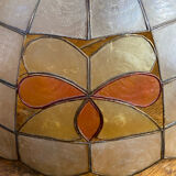 Mother-of-pearl and brass pendant with floral decoration.