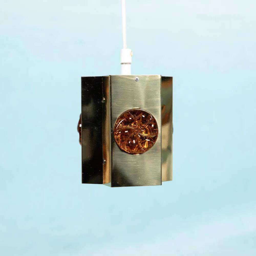 Vintage Danish Design Vitrika Suspension, brass & glass