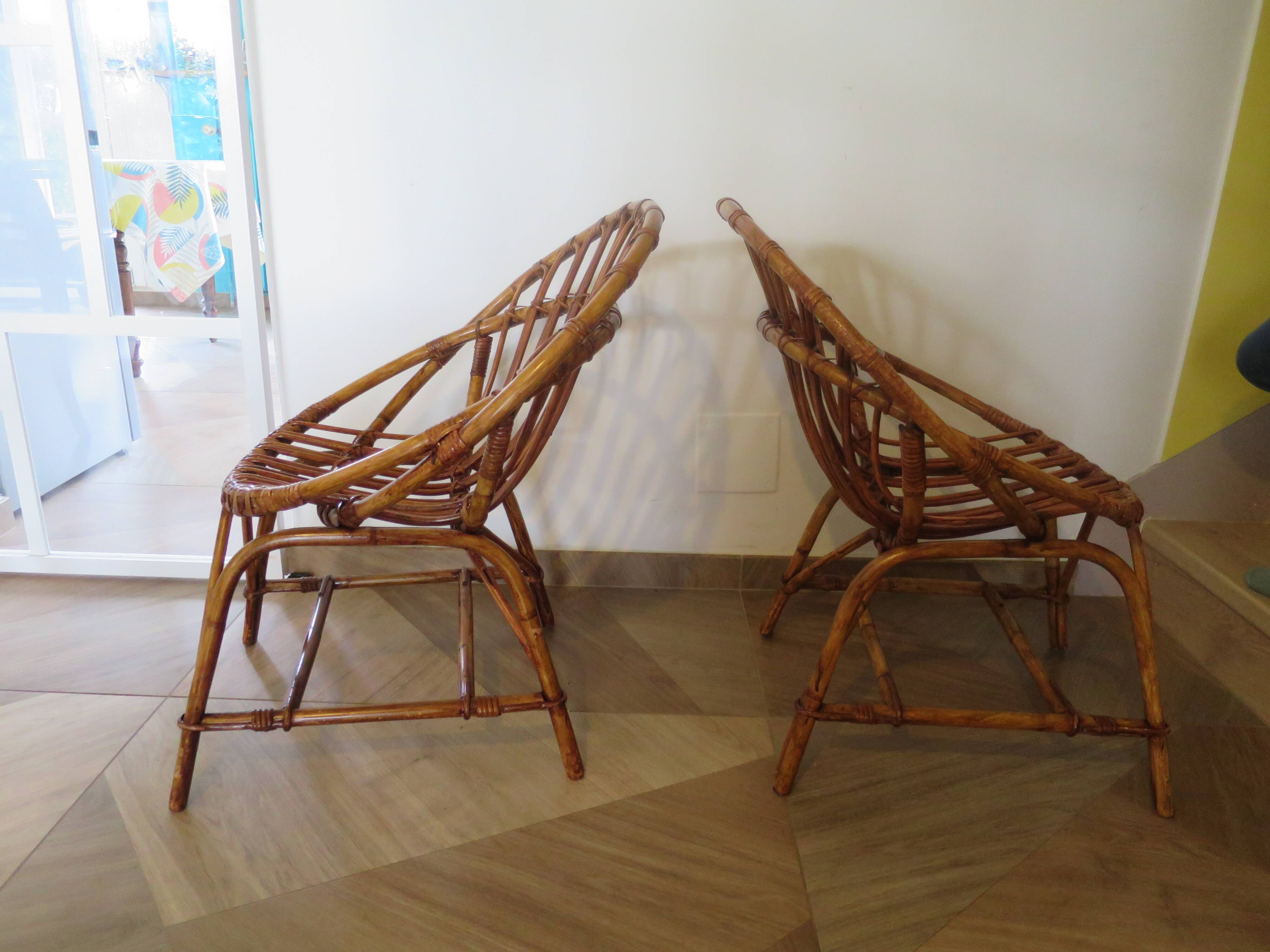 Rattan armchairs for children, 1980s