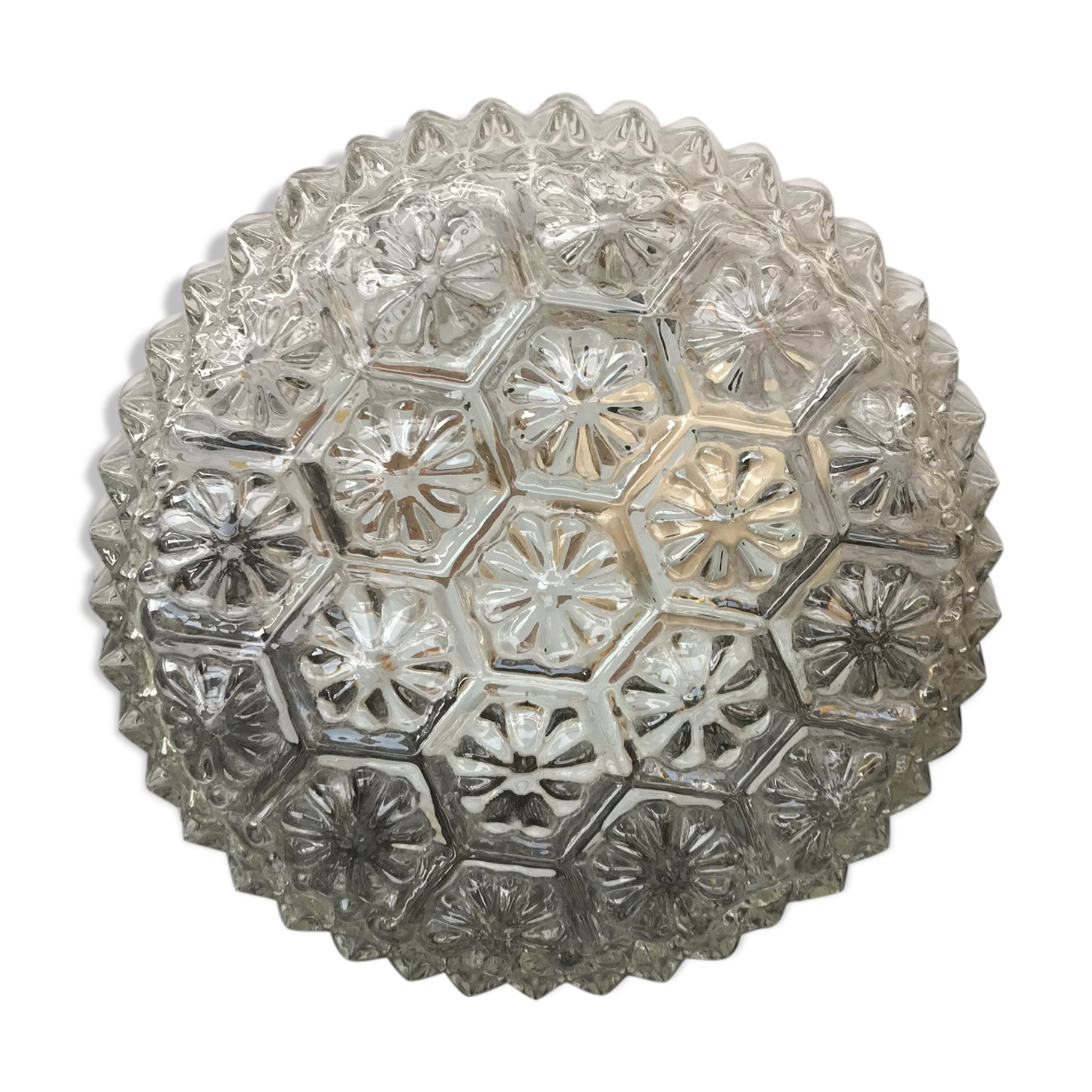 Platfonr Applied Rond Moulded Glass - Vintage Black Metal Support