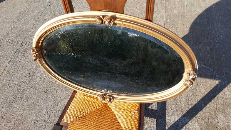 Oval mirror bevelled and Golden