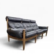 Vintage black leather armchair/sofa/living room by Eric Merthen