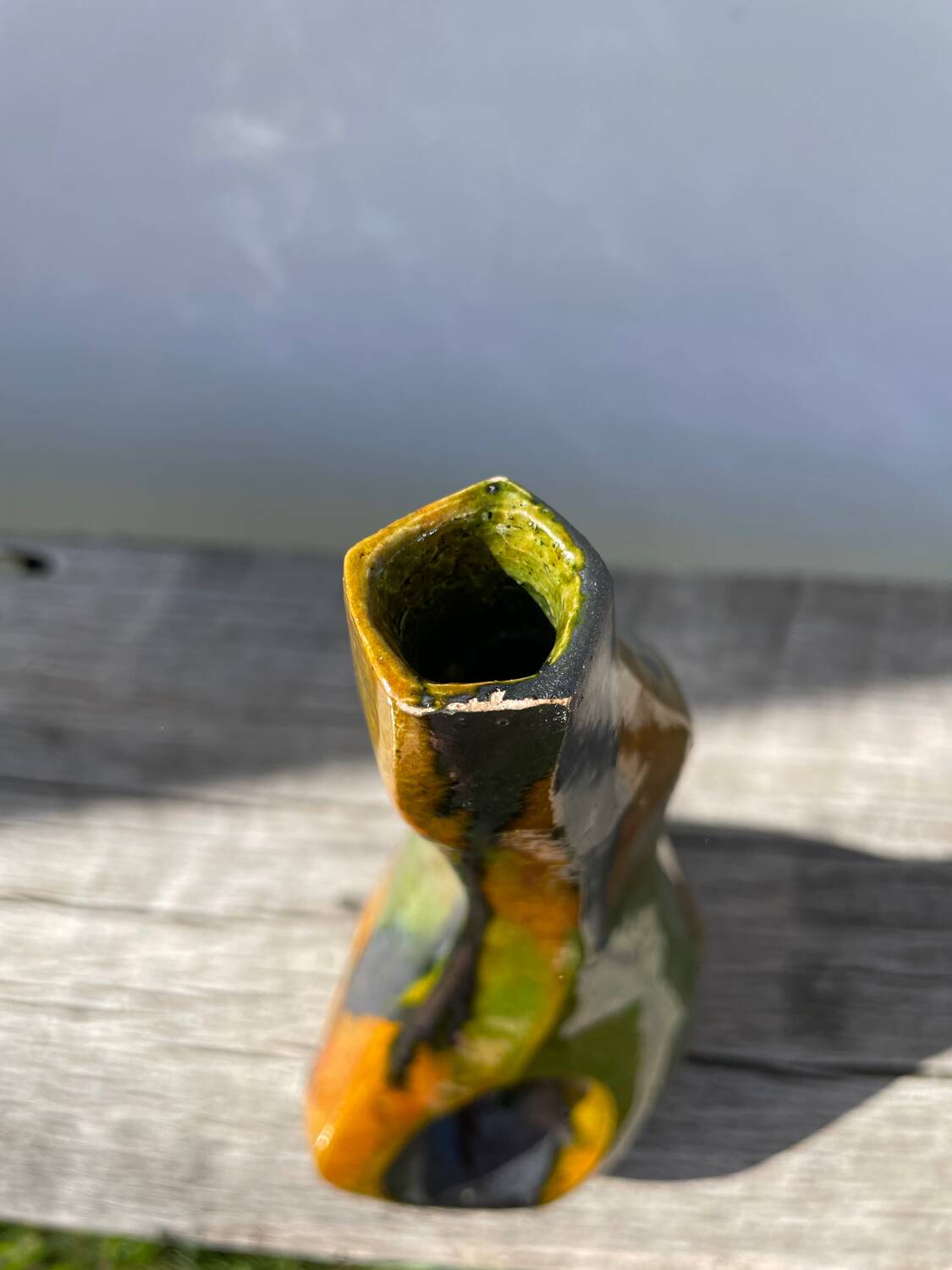 Vintage ceramic vase with drips