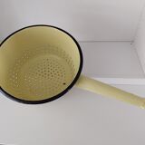 Vintage yellow enamelled strainer