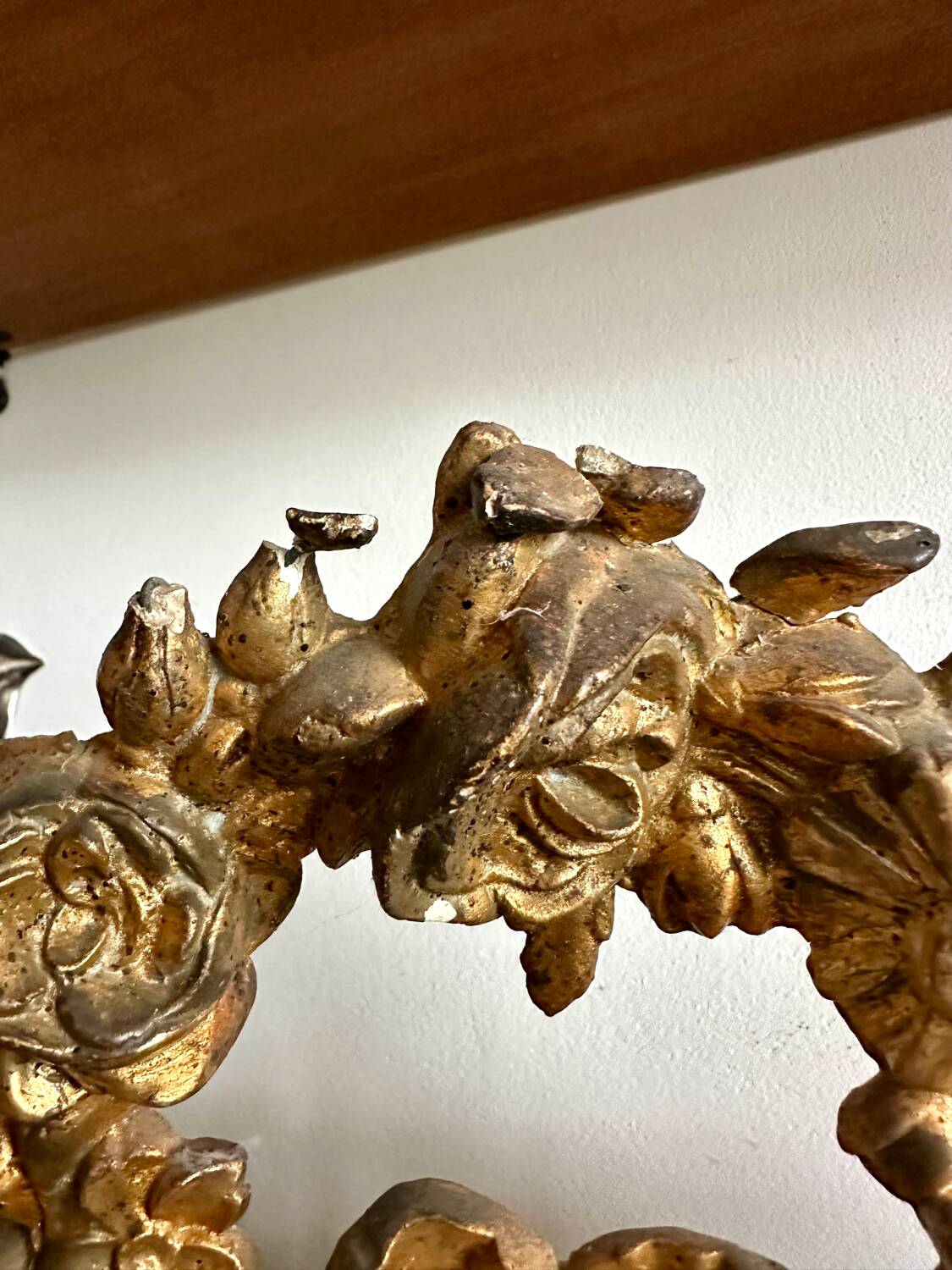 Antique gilded wood fireplace trumeau mirror 125x80