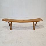 Banc en tronc d'arbre en bois, France 1960