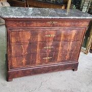 LOUIS XVI COMMODE IN MAHOGANY WITH 3 DRAWERS FROM THE 19TH CENTURY