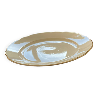 Villeroy and Boch old earthenware serving dish cream color and vintage gilding ACC-7148