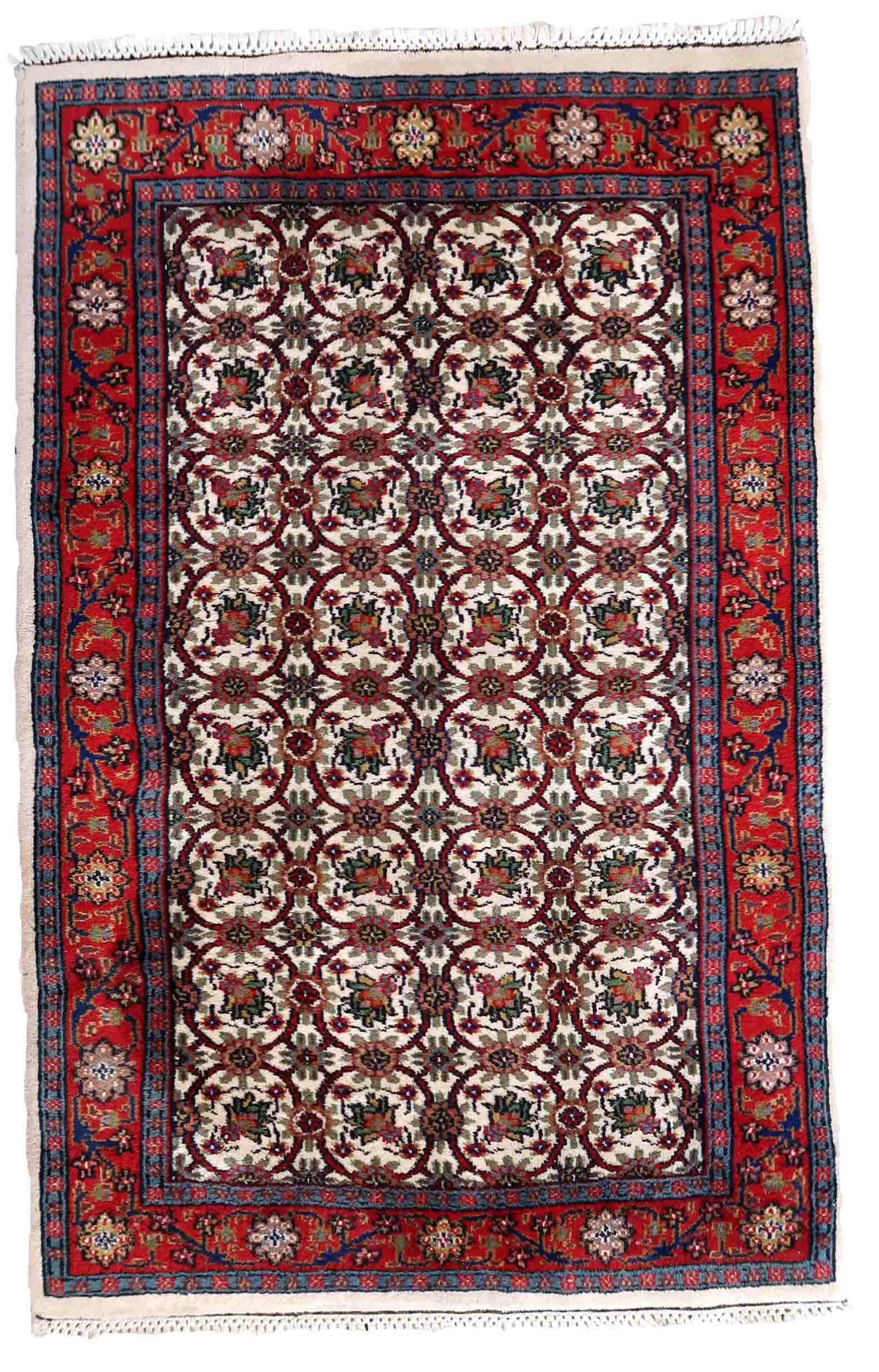 Vintage Indian Mahal handmade carpet 78cm x 125cm 1970s