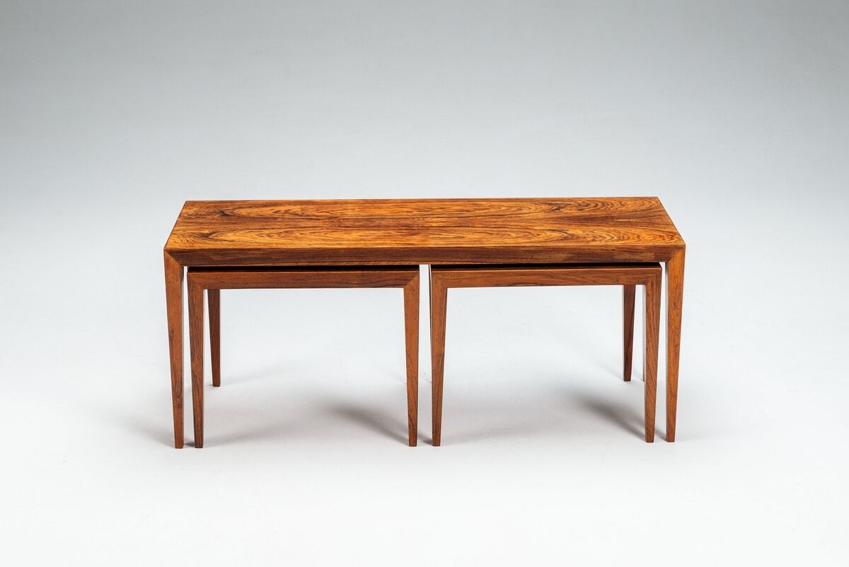 Severin Hansen large set of 3 nesting tables in rosewood Haslev Denmark 1960