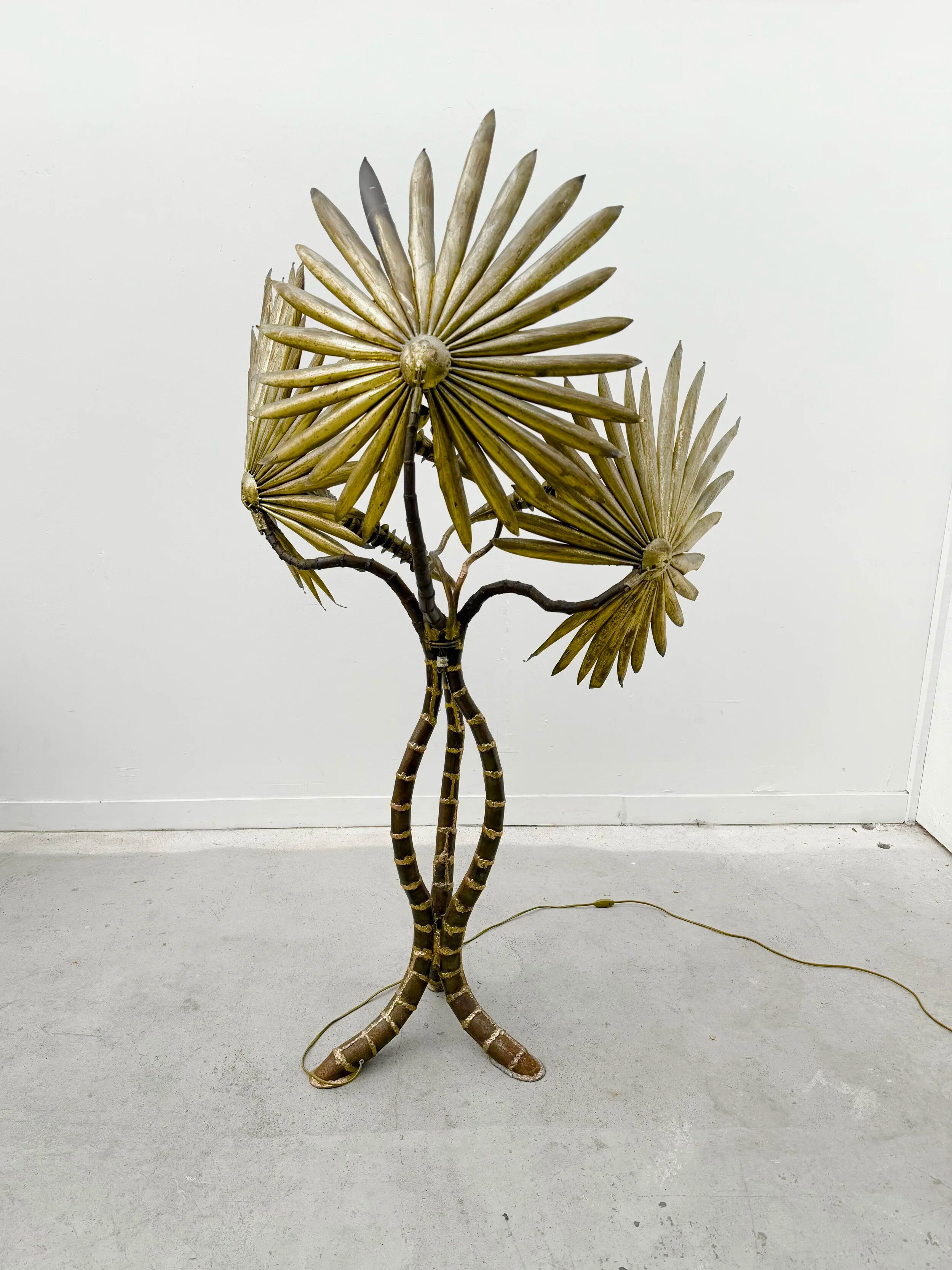 Palm tree floor lamp in brass, Italy 1970