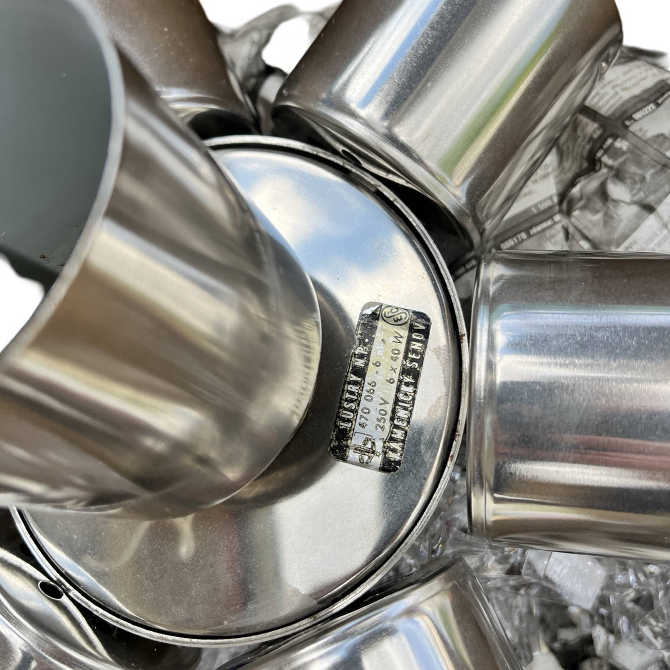 Sputnik chandelier, Kamenicky Senov, Czechoslovakia, 1970s.