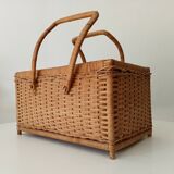 Vintage rattan and wicker basket from the 60s/70s