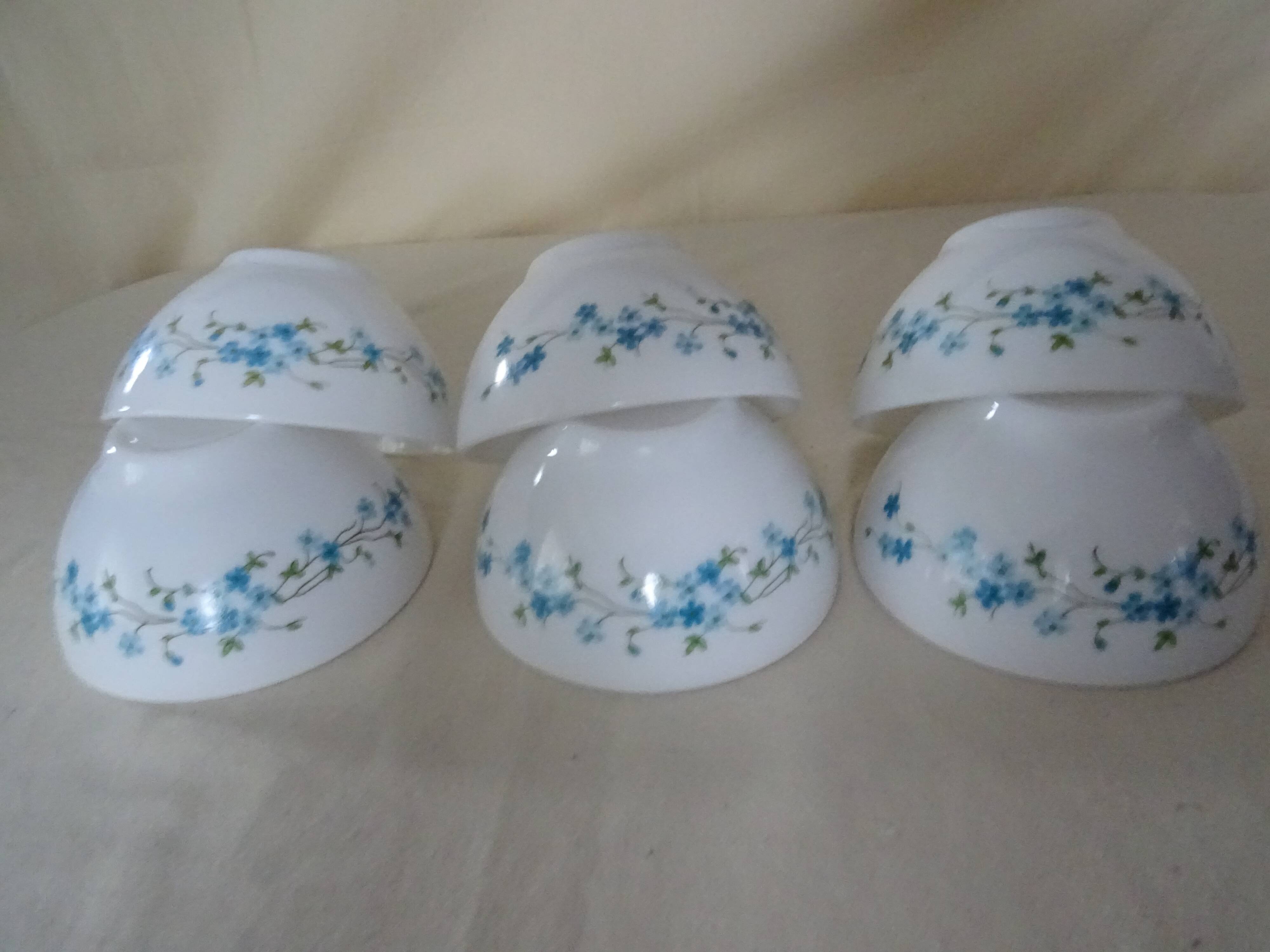6 bowls veronica Arcopal décor blue flowers