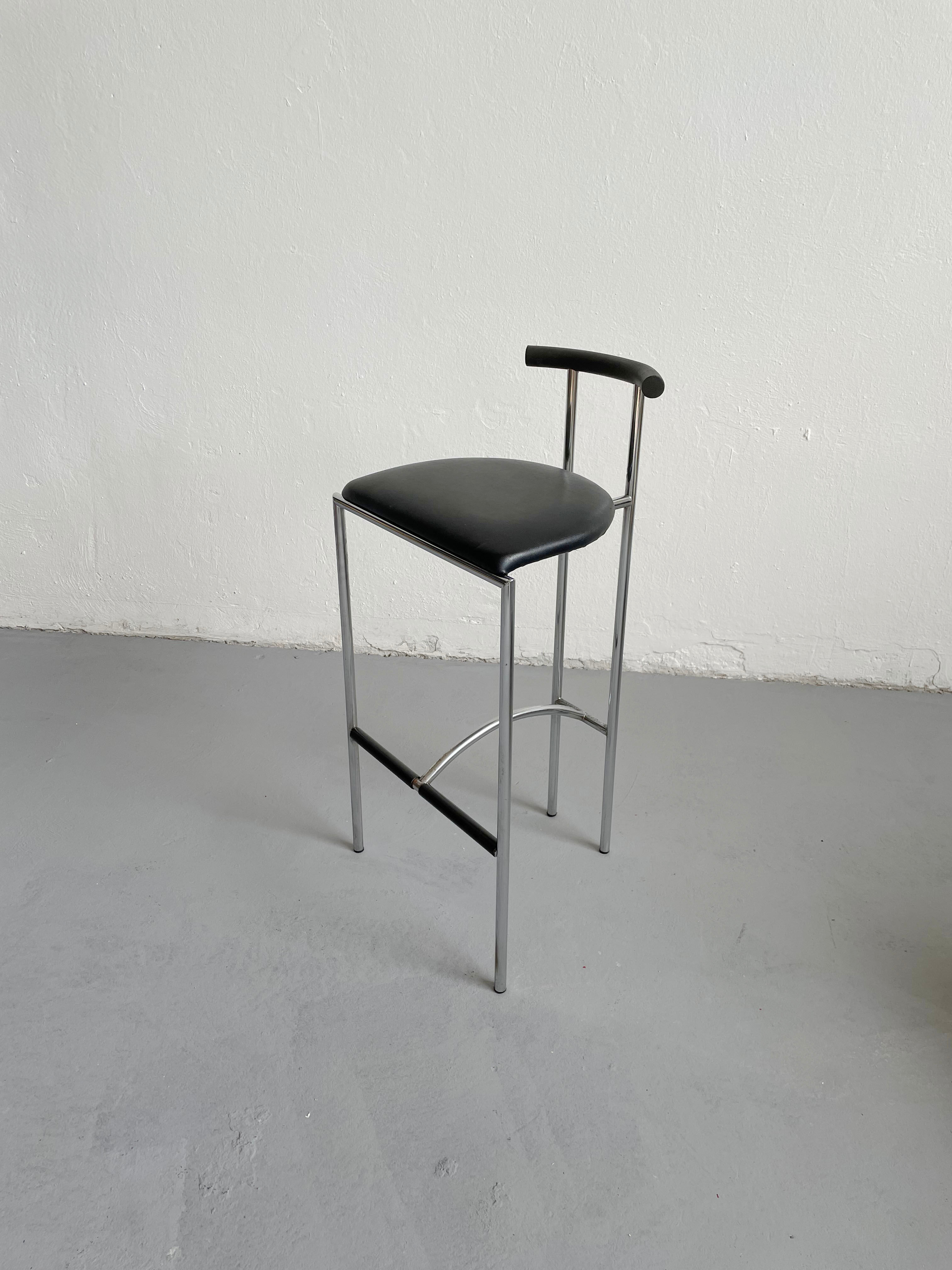 Italian Postmodern Black Tokyo Stool by Rodney Kinsman for Bieffeplast, 1985