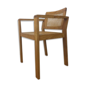 Chaise cannée à accoudoirs