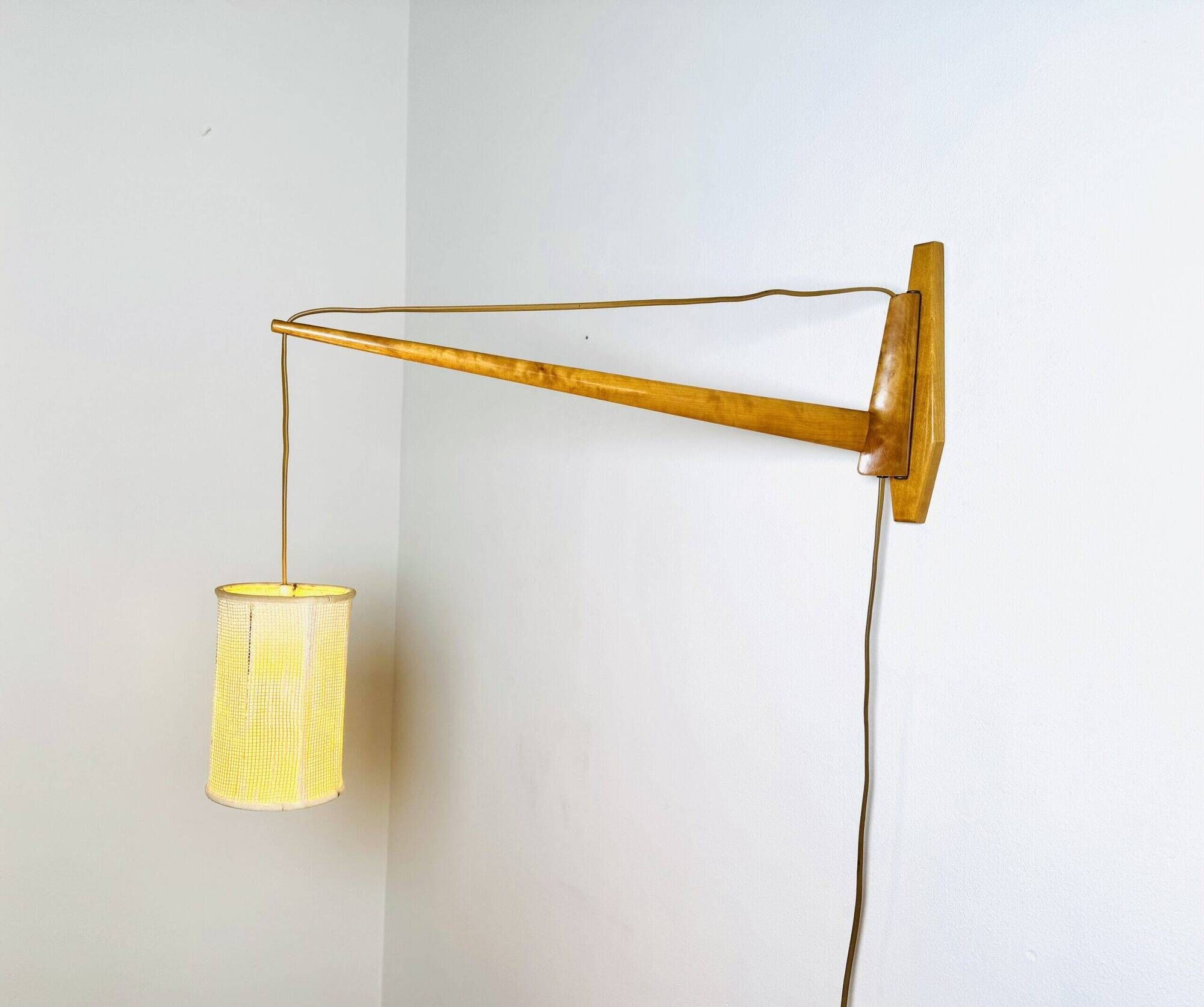 Large Rosewood Swivel-Arm Wall Lamp, Sweden 1950S