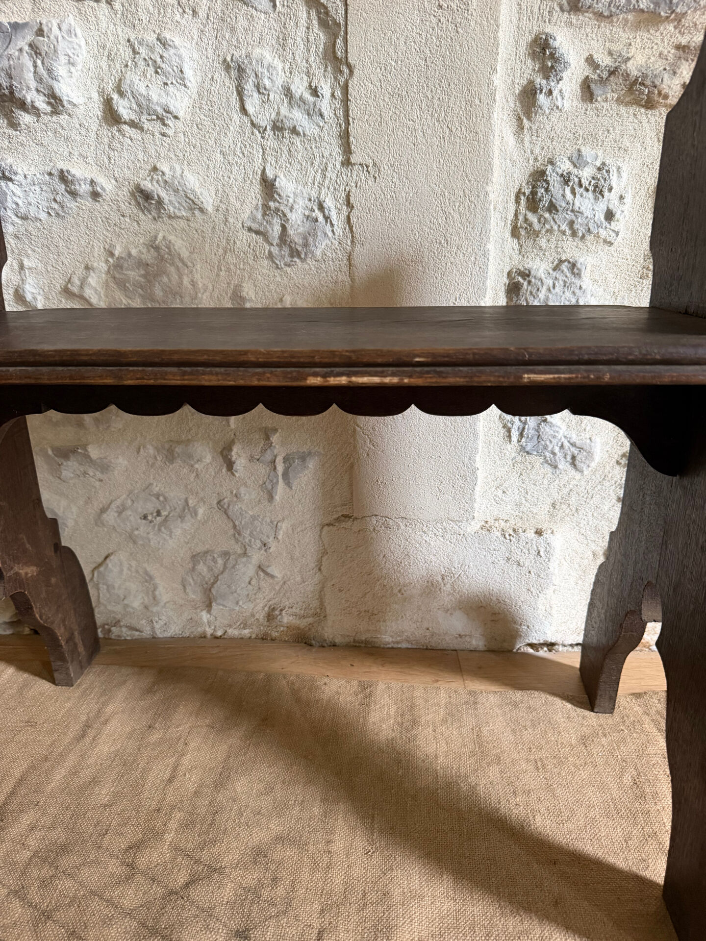 Small brutalist wooden bench