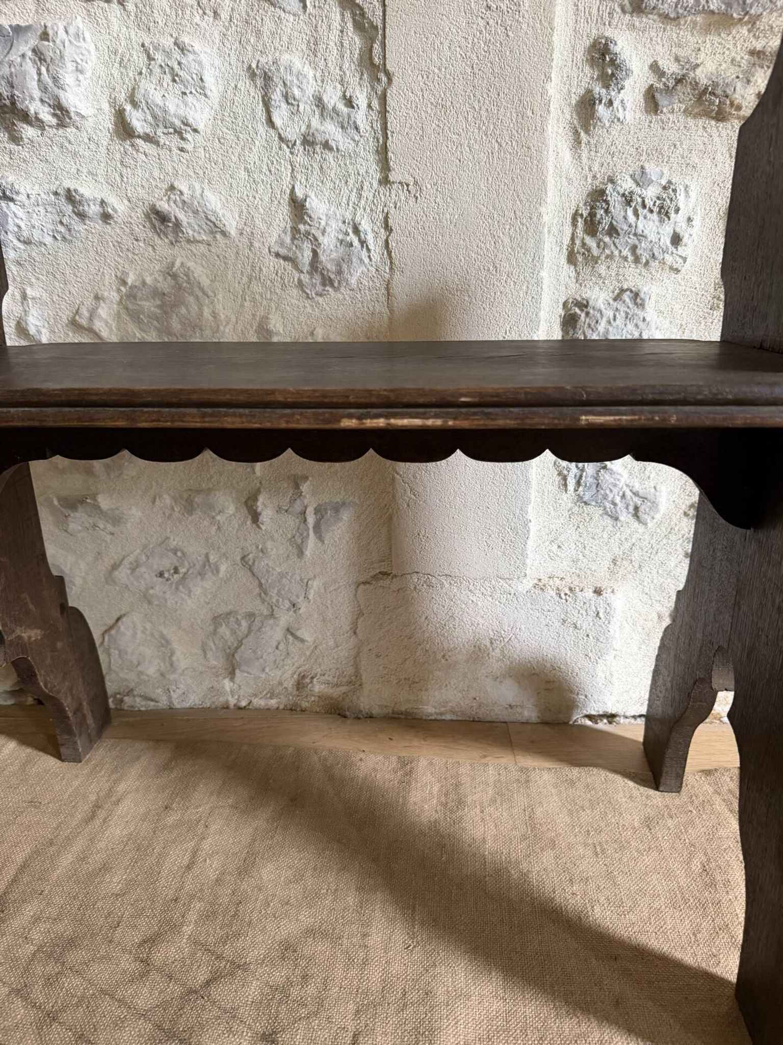 Small brutalist wooden bench