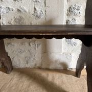 Small brutalist wooden bench
