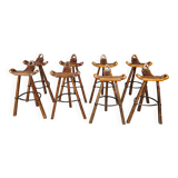 Mid-century brutalist bar stools - set of 8, 1960s