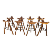 Mid-century brutalist bar stools - set of 8, 1960s