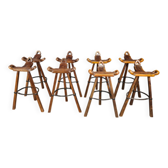 Mid-century brutalist bar stools - set of 8, 1960s