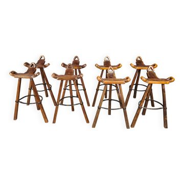 Mid-century brutalist bar stools - set of 8, 1960s