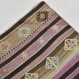 3x10 Pastel Pink & Brown Striped Kilim Runner Rug, 90x315Cm