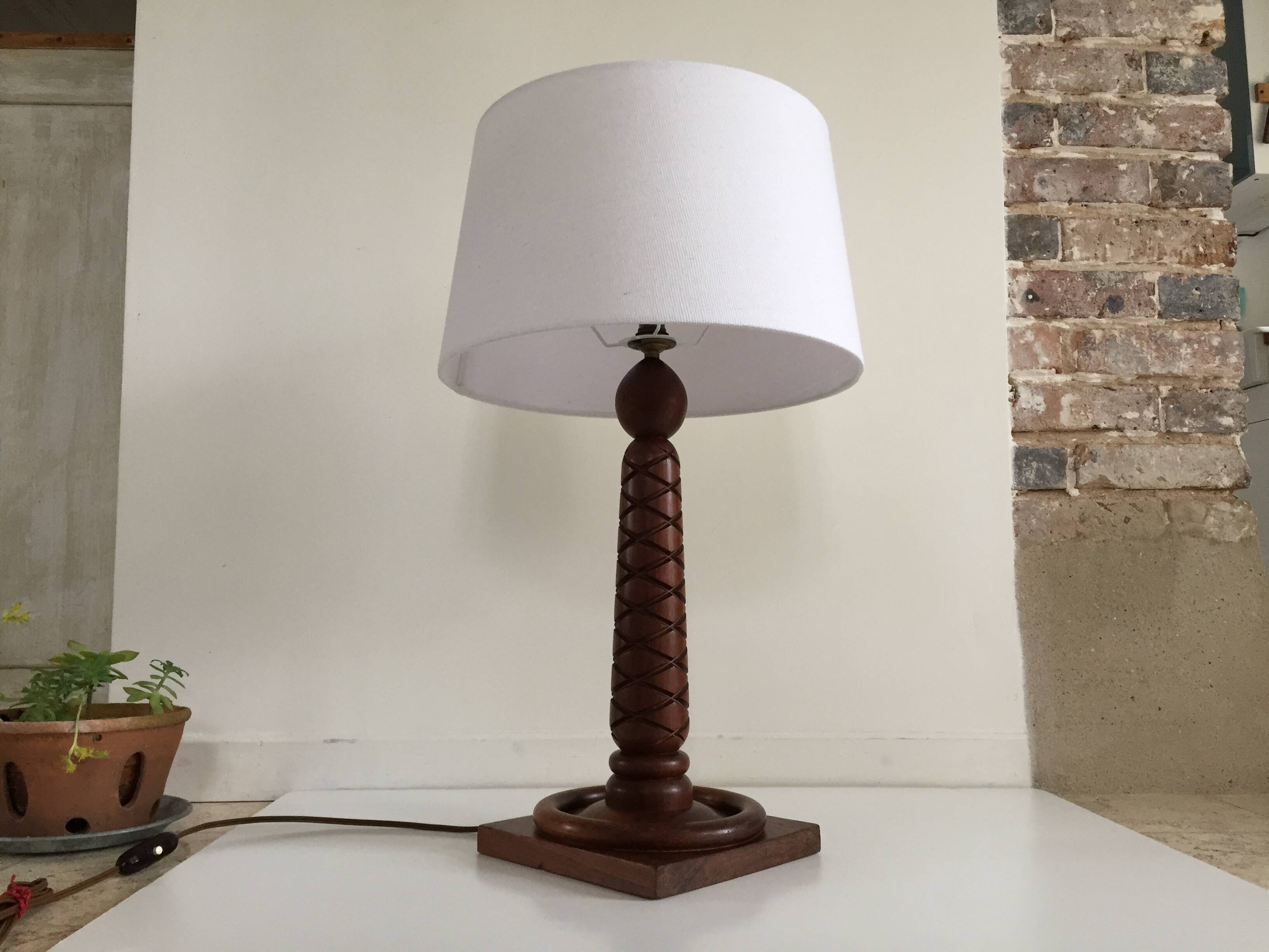 Art deco lamp rosewood carved