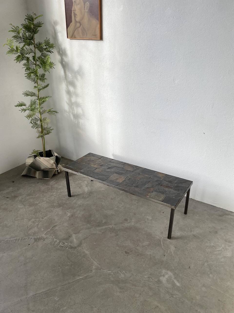 1950s slate coffee table