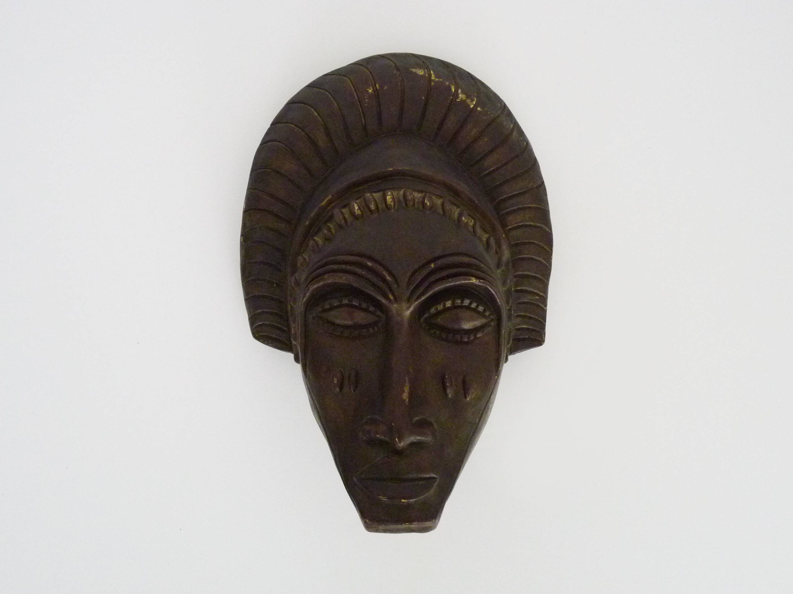 African style terracotta mask signed Siki