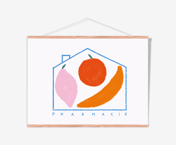Affiche murale minimaliste pharmacie fruits 40cm*30cm