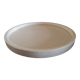 Round serving tray imitation beige leather - 1960s/70s