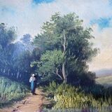 Hsp 19th century barbizon paintings "animated landscape" + frame