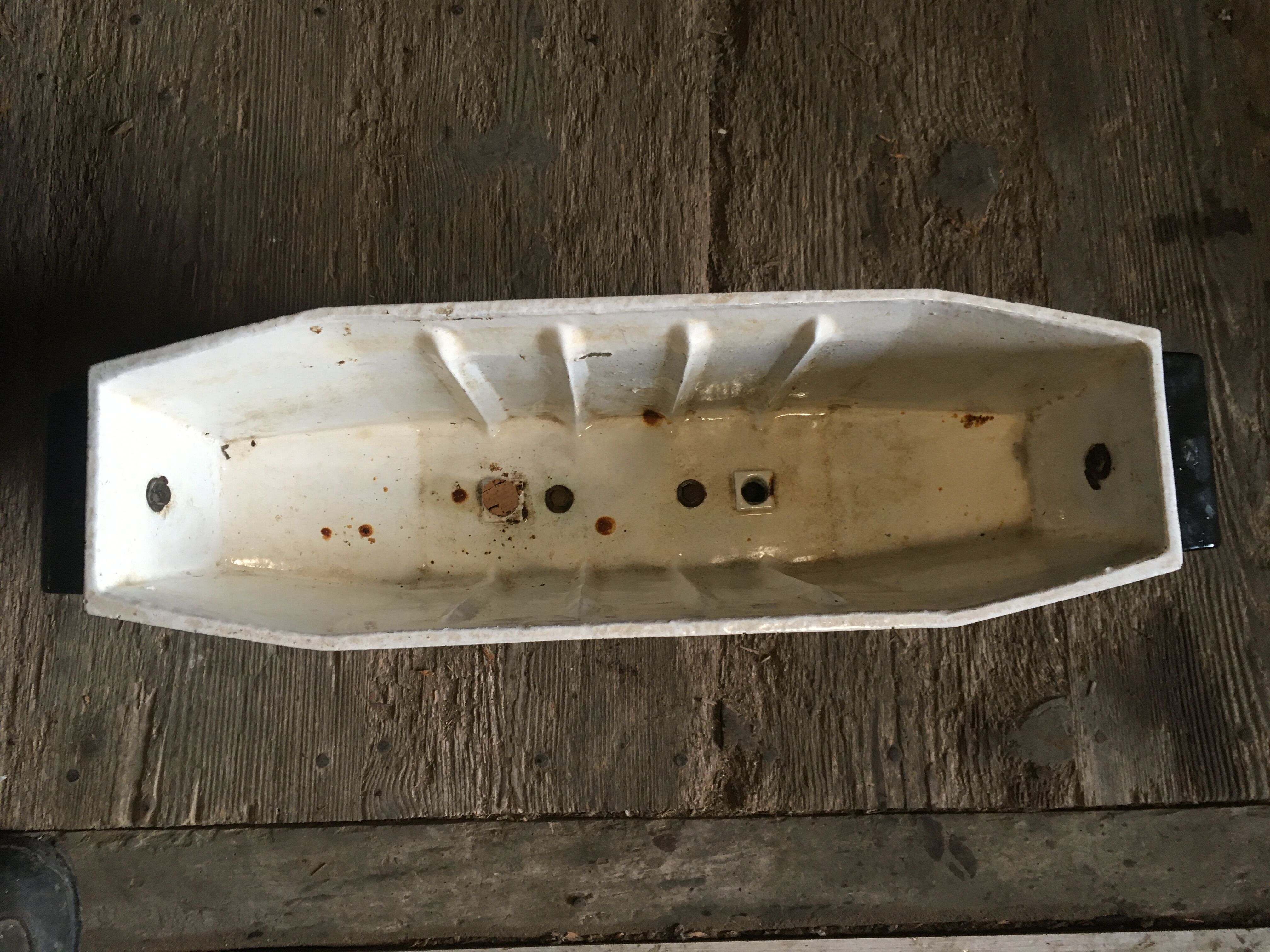 blue enamelled cast iron flower tray