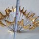 Large vintage crystal bowl from BAYEL with golden tips.