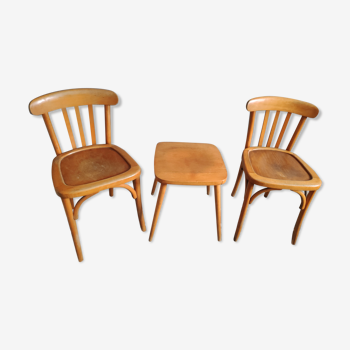 Chairs and stool stamped Luterma varnished wood