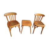 Chairs and stool stamped Luterma varnished wood