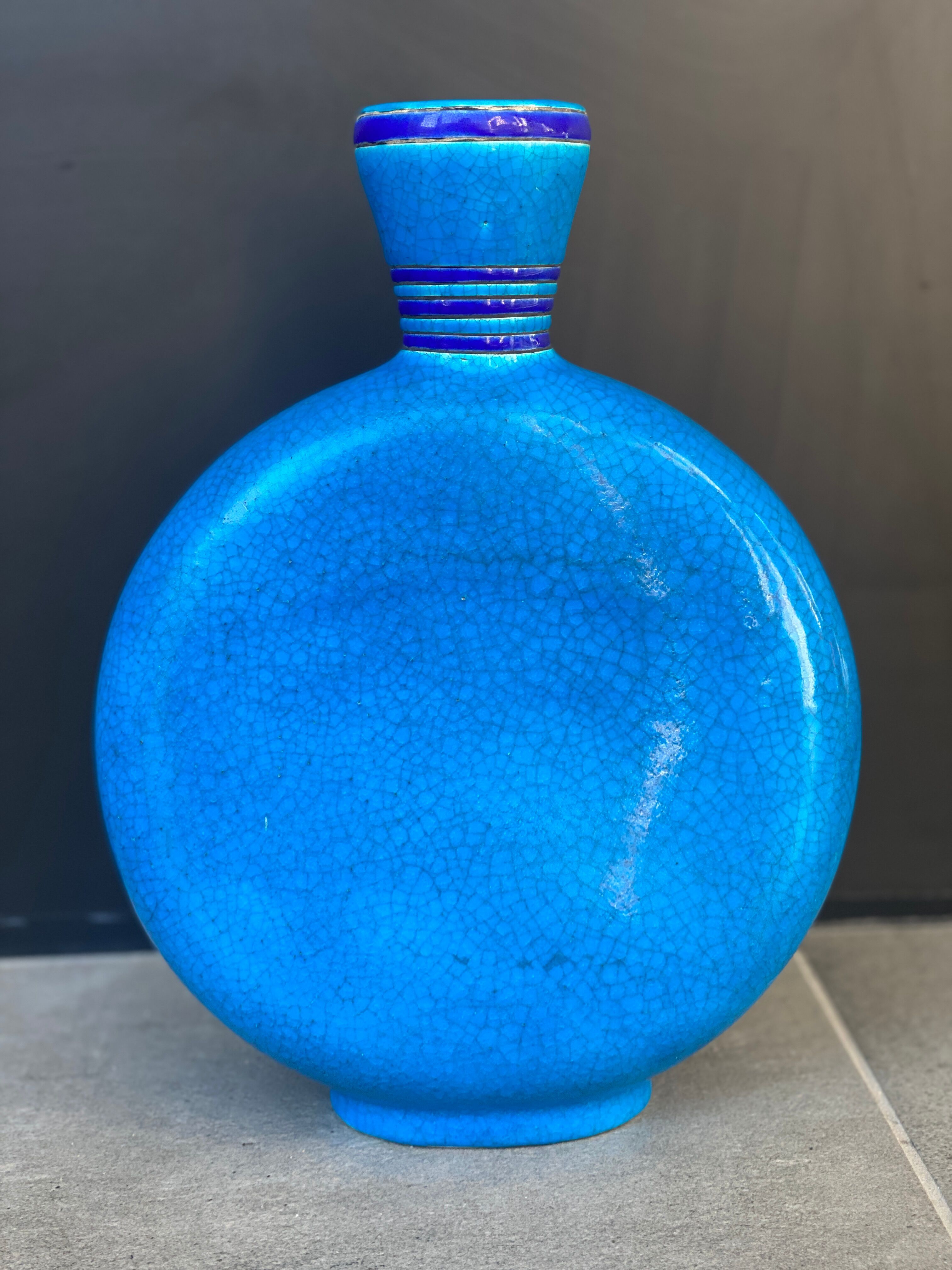 Glazed earthenware gourd vase for primavera, longwy