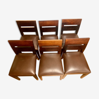 Suite of six wenge chairs signed by French designer Christian Liaigre