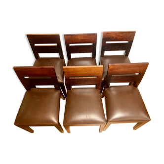 Suite of six wenge chairs signed by French designer Christian Liaigre