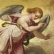Ancient painting of Saint Joachim and the angel, oil on canvas, 16th century.