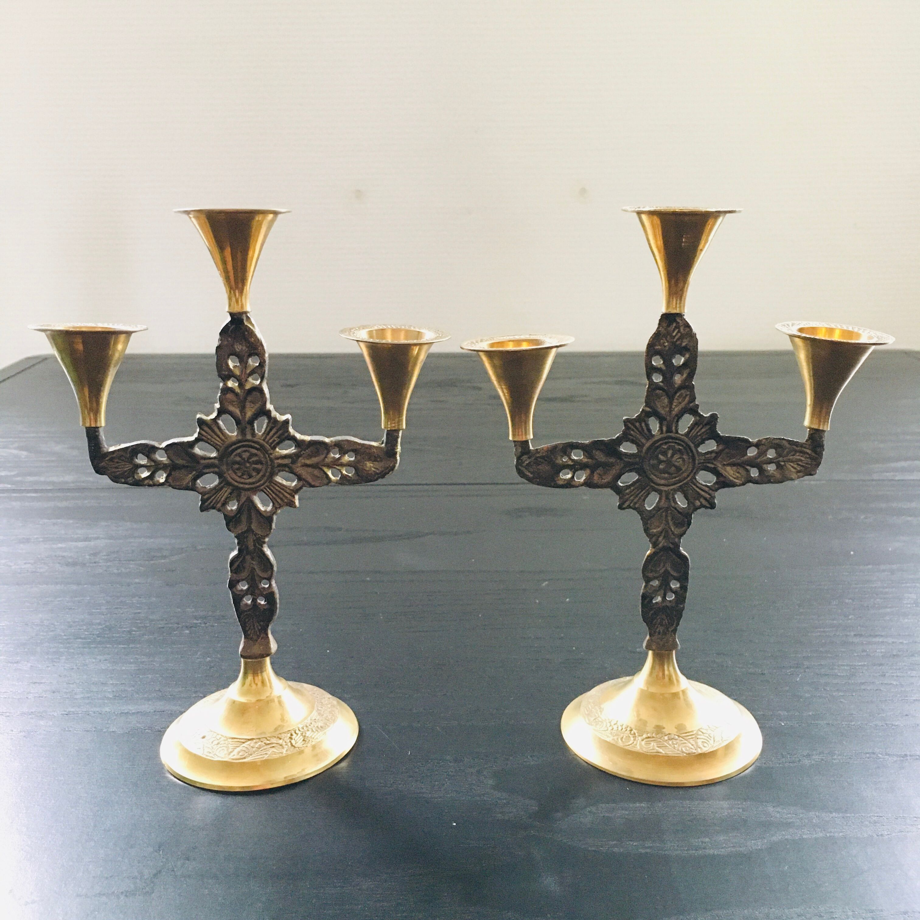 Pair of brass candlesticks