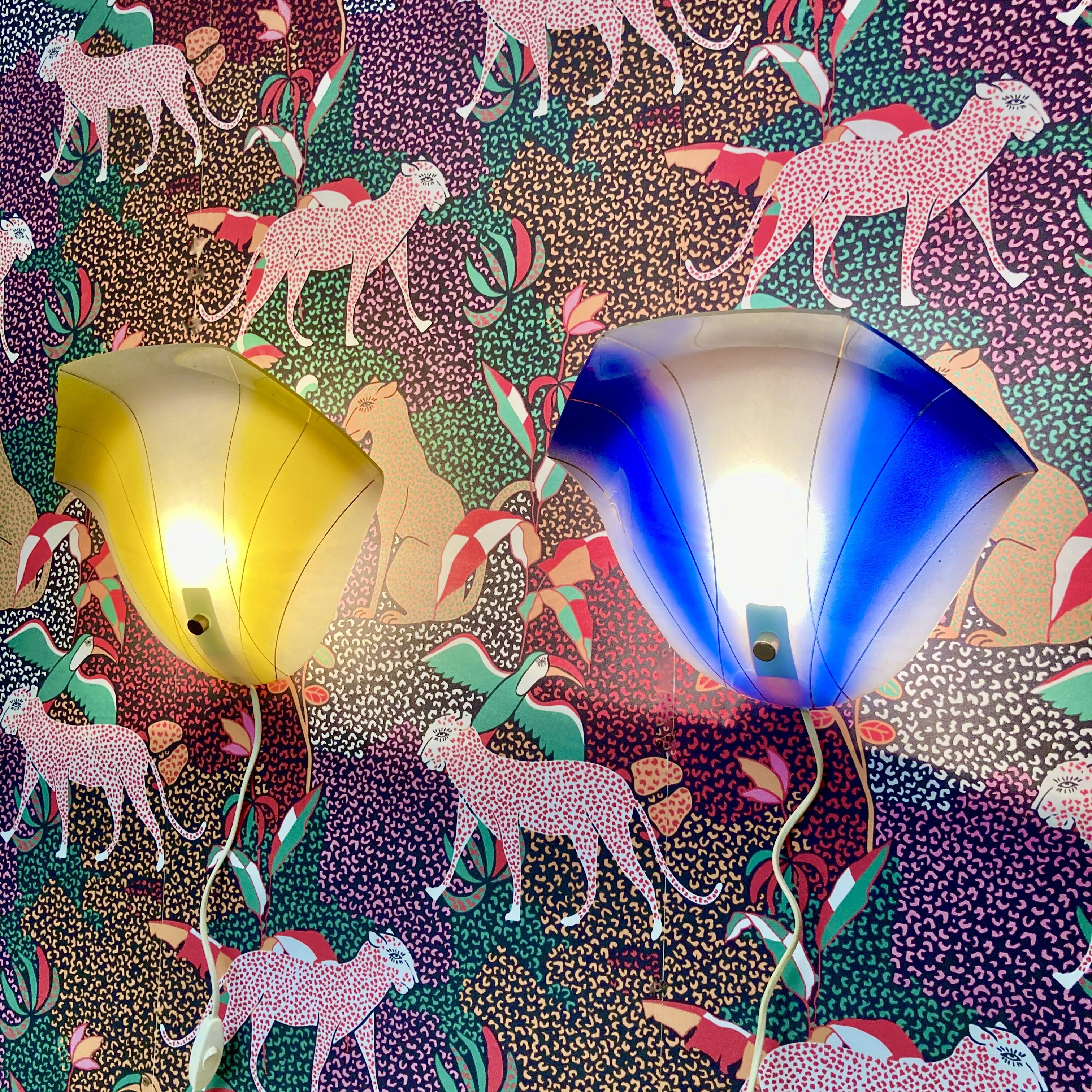 Pair of glass wall lights, Scandinavian design, 1950s.